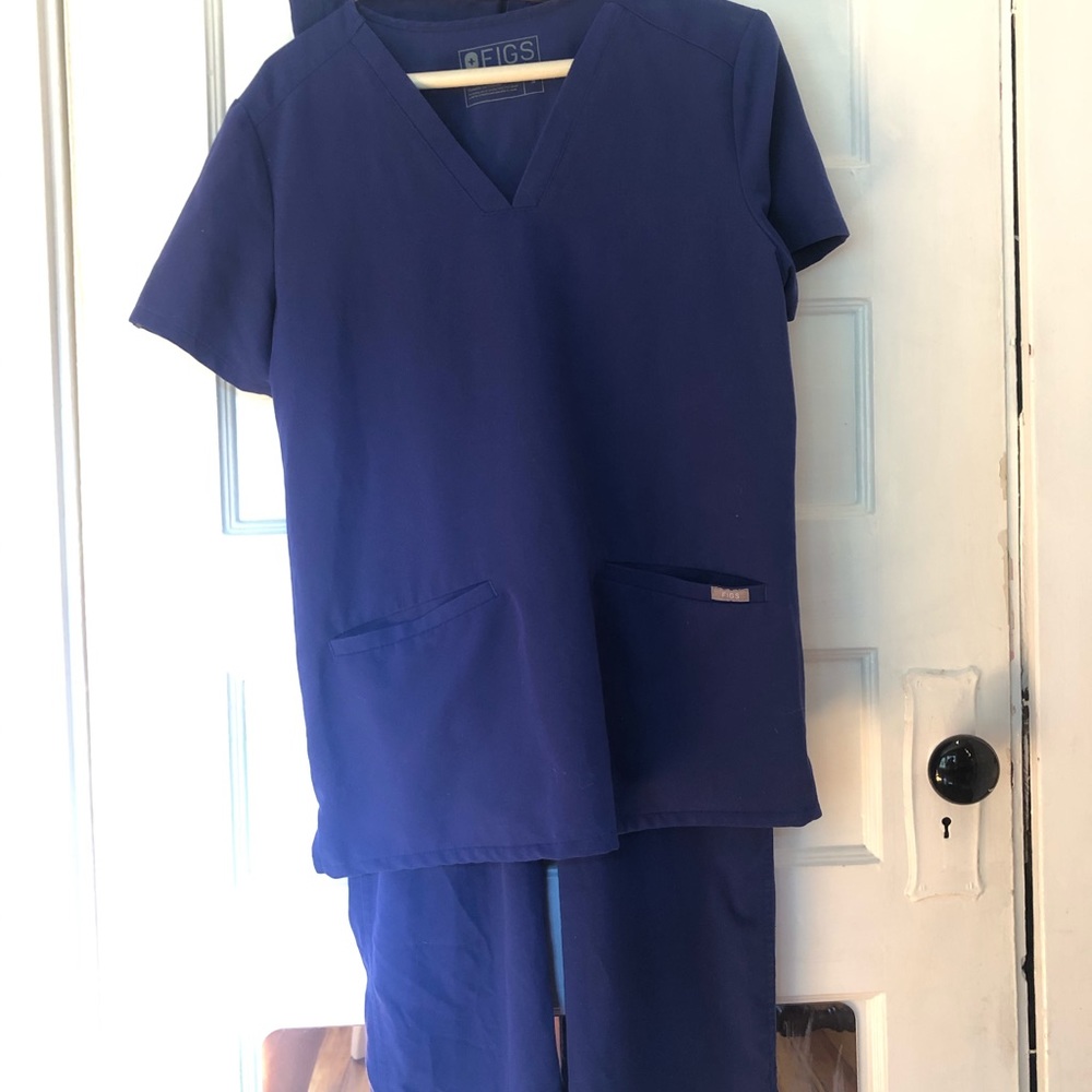 Figs deep royal blue scrub set small kade, casma
